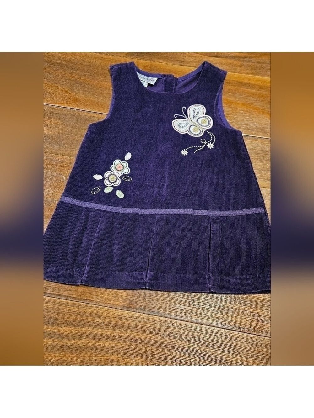SAMANTHA SAYS PURPLE CORDUROY JUMPER BUTTERFLY & FLOWER DETAIL SIZE 3T